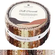 [Tinyspool & Co.] Jelly Roll Fabric Strips for Quilting, Crafting, and Sewing, 40 Strip Assorted Bundle, Soft Cotton for Blanket, Rug, Upholstery, Home Decor, and Purse Making, Fall Harvest