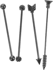 [FRCOLOR] 1Set Industrial Barbell Earrings Design Double Ear Studs for Cartilage Piercing Jewelry Smooth Unisex Ear Decoration