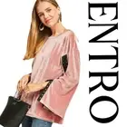 SML ENTRO MAUVE VELVET Lace/Tie Up SLeeves Top/Shirt/Blouse BHCS