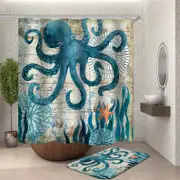 Octopus Vintage Map Shower Curtain
