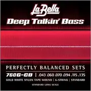 La Bella 760G-CB Deep Talkin' Gold White Nylon Tape Wound, 6-String Set Bass Guitar String 43-135T