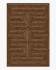 200' x 290' | Machine Washable Runner Rug | Kid & Pet Friendly | Indoor Rug | Jonathan Adler Labyrinth Brown & Orange Rug | Ruggable