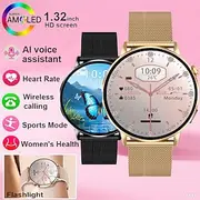imosi 1.32 inch Amoled HD ScreenSmart Watch for Women with Blood Glucose Monitor Bluetooth Call Heart Rate Blood Pressure Tracking IP68 Waterproof Fitness Tra