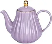 Eplze Strength Porcelain Coffee Pot Ceramic Teapot- Stripe Design (Purple)