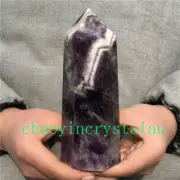 1.84LB Natural Dreamy Amethyst Obelisk Quartz Crystal Point wand Healing XA4652