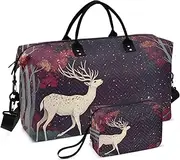 [ZRYSMY] Duffel Bag for Traveling, Elk Forest Night Travel Bag Gym Bag, with Multiple Interior Pockets Shoulder Weekender Bag for Women Men with Toiletry Bag 20.5L x 1.9W x 13.8H, Multi-Colored, one