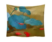 200*150cm Lotus Leaf Pattern Printing Tapestry Wall Hanging Beach Towel Outdoor Sitting Blanket for Bedroom Living Room Dorm