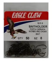 250ct Lot Eagle Claw 181FH-8 Baitholder Down Eye 2-Slice Offset Hooks Bronze 8