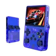 128G Handheld Game Console with 3D Dual System Portable Retro GBA Console, 3D Classic Open Source 3.5 inch IPS Screen Handheld, Blue