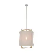 West Chiffon Fabric Bamboo Hanging Pendant Light Lamp Large