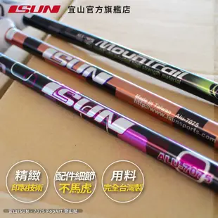 【ISUN】7075快扣三節登山杖 PopArt｜耐磨圓頭握把 航太級7075鋁合金 附腳墊及擋泥板