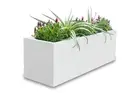 Greenlife Metal Designer Planter Box with Base 900 x 300 x 300mm Vibrant White