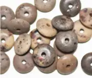 Matte Brown Fossil Look Disc Czech Pressed Glass Beads (pack of 20)