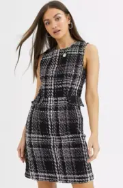 Women's Warehouse Mini Dress In Tweed Check, Style# 1591088, Size 12 (UK)