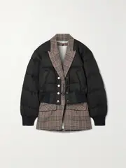 [Veronica Beard] Veronica Beard - Larkin Layered Quilted Shell And Checked Tweed Jacket - Black - US6 US 6 Black