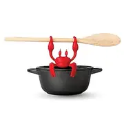 Crab Silicone Utensil Rest - Red Crab Spoon Holder, Heat-Resistant Spoon Utensil Holder Clip, Kitchen Grill Utensil Holder, Silicone Spoon Rest for Stove Top C