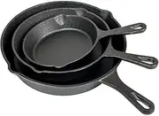 Pre Seasoned Cast Iron Skillet Fry Pan Set 3 Pcs Frying Pan Set