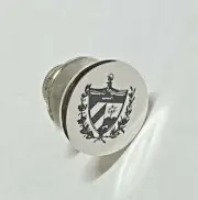 Sterling Silver Rhodium-plated Cuba Coat of Arms "Escudo Cubano" Tie Tack