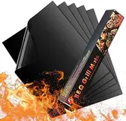 Luxerlife Grill Mat - Set of 5 Heavy Duty BBQ Grill Mats Non Stick, BBQ Grill & Baking Mats - Reusable, Easy to Clean - Works on Electric Grill Gas Charcoal BBQ - 15.75 x 13-Inch (Black)