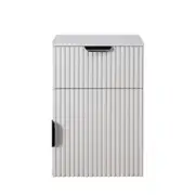 European Cabinetry Fluted Pull Black Porto Bedside Table White
