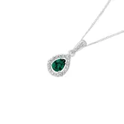 Silver Green Cz Cluster Pendant in Green