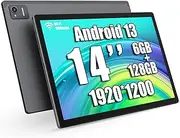 azamp Tablet MES-B2, 14 Inch Android 13 Tablets with 1920 x 1200 IPS WUXGA Large Display, 6GB/128GB, Narrow Edges, WiFi, and 10000mAh Battery - Ideal for Productivity, Entertainment and Education