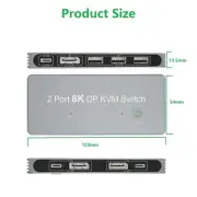 2x1 2 DP Input 1 DP Output Display 8K 30Hz 4K 144Hz KVM Switch Share 1 Monitor D