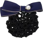CRILSTYLEO Net Pocket Butterfly Barrettes Cover Bows Hairnet Lace Bow Snood Curly Ponytails Ribbon Party Alligator Clip Wigs Hair Bow Headband Buns Knotted Pin Headwraps Beads Polyester Blue