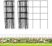 PROWORX Decorative Garden Fence Border Rolls, Total 14 in x 40 ft 2 Pack Metal Folding Flat Wire Fencing for Yard, Black PVC Coated Outdoor Patio Landscape Flower Bed Edging