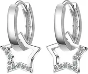 Earring Hoop,Nose Lip Rings,Stud Earrings,Black Earrings for Women, Star Ear Buckle Women's Diamond Pentagram Short Earrings Temperament Jewelry Earrings Jewellery Gifts (Color : White, Size : One S