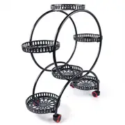 4 Layer 6 Pots Flower Holder Plant Stand Shelf 4-Wheel Free Moving Rack