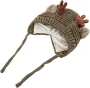 [WRITWAA] Christmas Antler Hat Warm Hat Hat Xmas Hats Beanies for Babies Windproof Snow Hats Cap Bonnet Women Hat Knitted Beanie Hat Knitting Wool Red