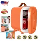 Compact 4L Mini Fridge - Orange Thermoelectric Cooler and Warmer for Home & Car