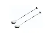 2x BarCraft Stainless Steel 28cm Cocktail Mixing Spoon w Muddler Barware Silver