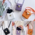 Case For Samsung Galaxy Z Flip6 Flip5 Flip4 3 Leather Crossbody Strap Bag Cover