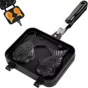Taiyaki Fish Non-Stick Waffle Maker Long Handle Pancake Baking Double Pan Mold