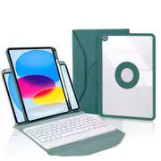 Bluetooth Keyboard Leather Tablet Case With Pen Slot And Backlight Green Keyboards