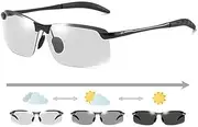 [Jowxsx] White-black Polarized Photochromic Sunglasses UV400 Sports Sunglasses Day and Night Driving Glasses Ultra-Light Sun Glasses Eyewear Cycling Glasses and Goggles