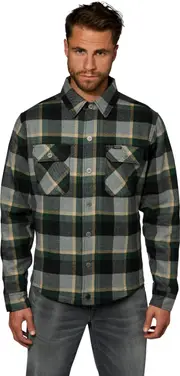 Rokker Memphis Green, shirt/textile jacket , color: Grey/Black/Dark Green , size: M