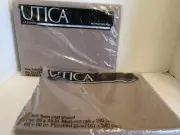 Utica Striped Brown TWIN Fitted Flat Sheet Lot of 2, No Iron Percale, JP Stevens