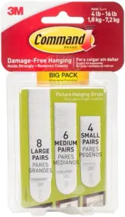 Command Assorted Picture Hanging Strips Big Pack-Assorted (8 Large,6 Medium,4 Sm