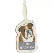 Primitives by Kathy Wooden Hanging Ornament, 2-Sided - I Love My Bulldog