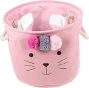 COMNESTBI Cute Cat Design Laundry Hamper Fabric Storage Basket for Clothes Breathable Material with Sturdy Handles for Home Organization Nursery Use