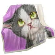 Cute Art for Kid Adorable Grey Kitten Throw Blanket