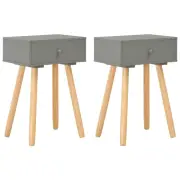 Bedside Tables 2 pcs Grey Solid Pinewood Nightstands Bedroom Furniture Sto 85219