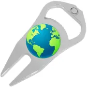 Earth World Globe Green Blue Golf Ball Marker Divot Repair Tool Bottle Opener