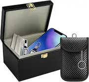 Faraday Box with Faraday Pouch，Car Key Signal Blocker Box，RFID Anti-Theft Keyless Signal Blocker for Car Keys Fob Storage Box