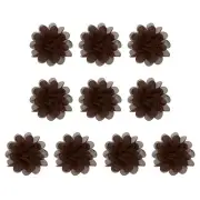 10Pcs 3.9" Chiffon Flowers Fabric Flower Sewing Fabric Appliques Brown