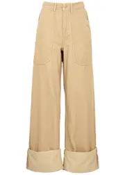 Cannari Concept Wide-leg Corduroy Trousers - Beige - 36 (UK8 / S) 36 (UK8 / S)
