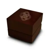 Interconnected Hindu Symbol Engraved Wood Ring Box Chocolate Dark Wood Personali